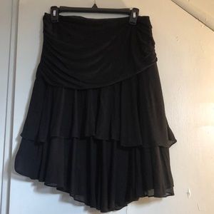 ECI Silk Black Layered Skirt